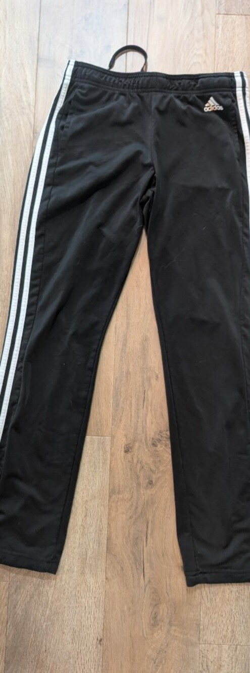 adidas Black Straight-Leg Track Pants with White Side Stripes